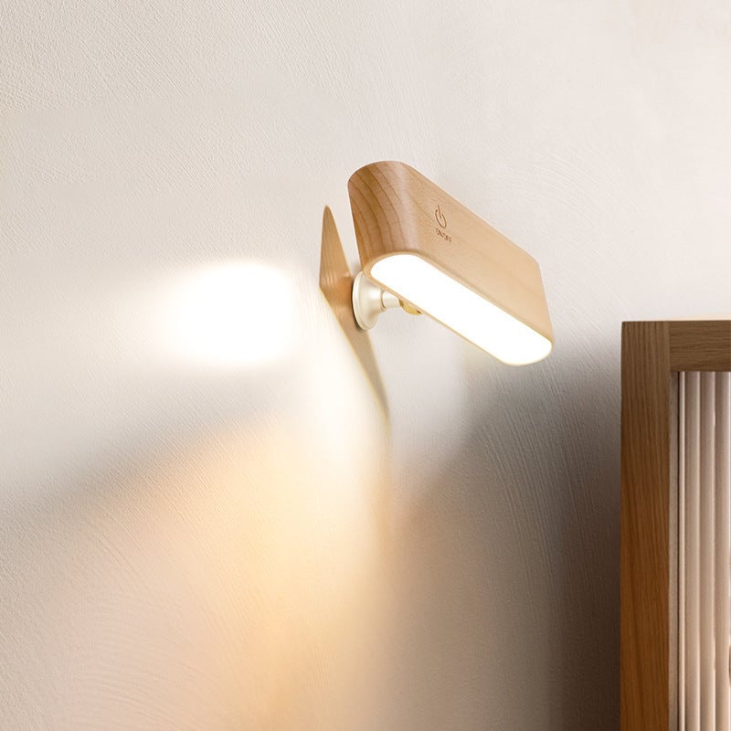 Lampada da scrivania in legno massello con ricarica magnetica