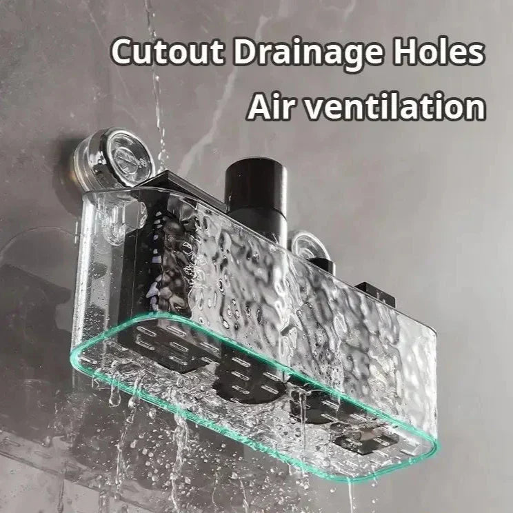 מדף קיר מעשי ללא קידוח עבור חדר אמבטיה