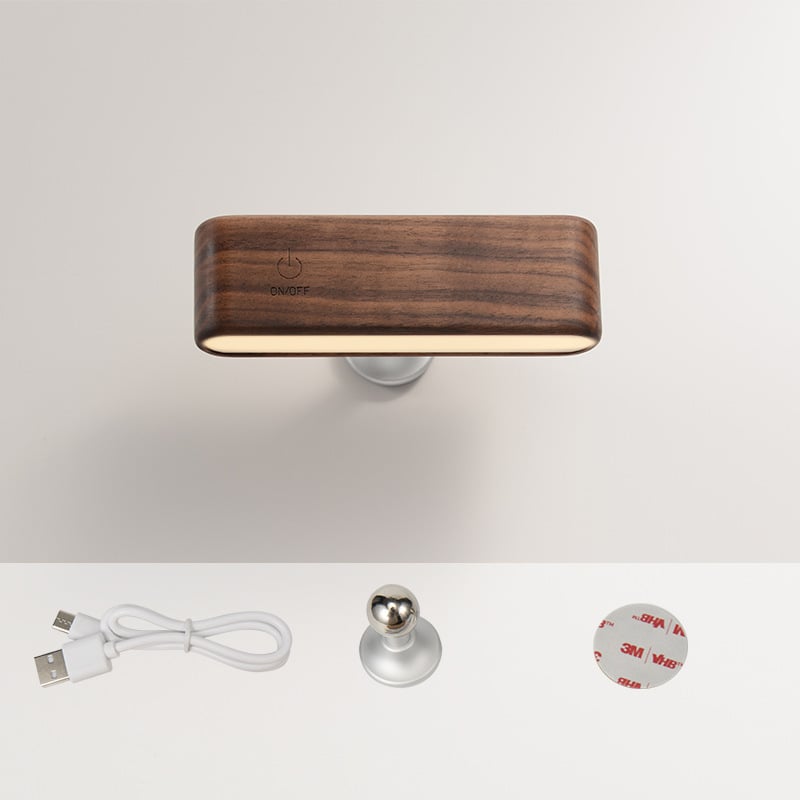 Massief houten bureau lamp met magnetische oplading 